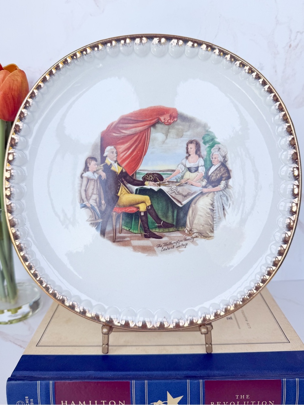 Vintage Crooksville Plate - The Washington Family Portrait by Edward Savage